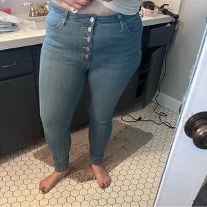 Just USA Light Blue High-Rise Button-Fly Jeggings